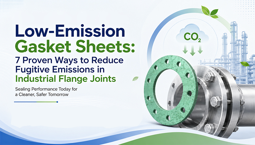 Low-emission gasket sheets for reducing fugitive emissions in industrial flange joints
