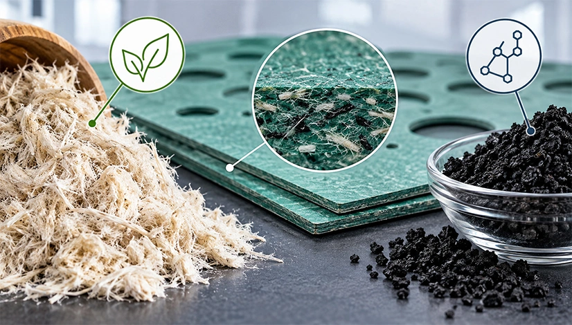 Cellulose fibre and SBR binder materials used in gasket sheet manufacturing